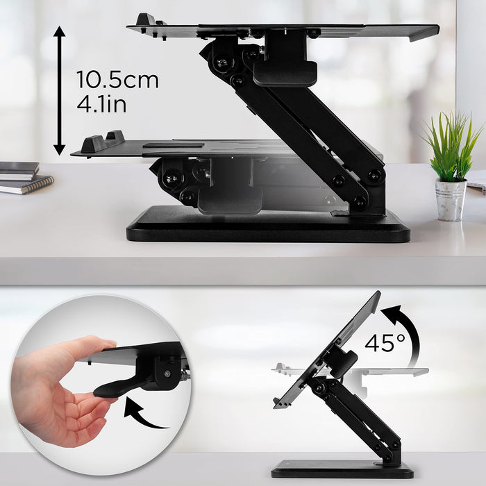 Zoomgoods Laptop Stand DML125, Adjustable Height Laptop Stand, Tilting Laptop Mount Arm, Tablet Stand Riser for Desk, Compatible with MacBook Pro/Air, Surface, Samsung, Notebook Laptops