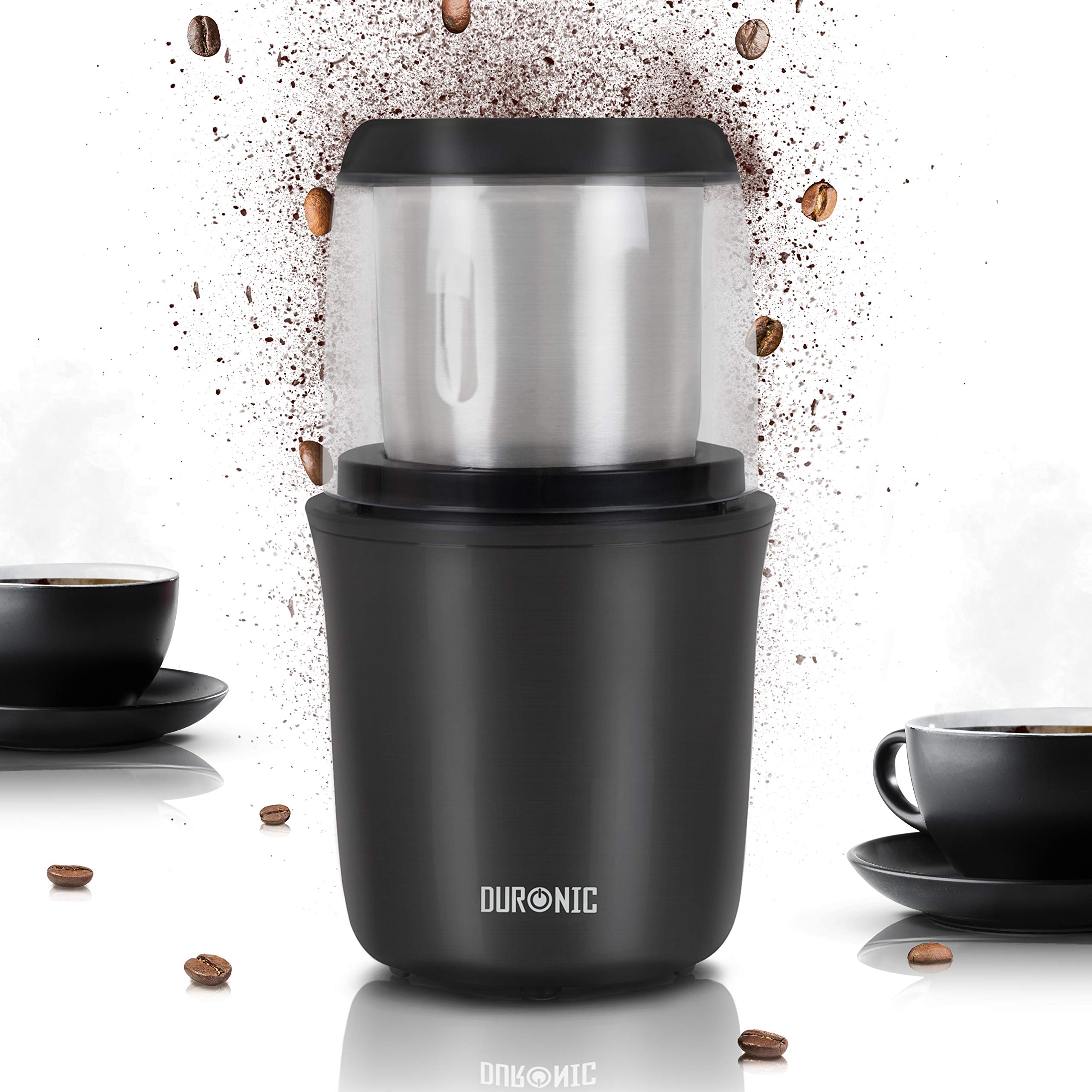 Zoomgoods Electric Coffee Grinder CG250, Spice Grinder Machine, Stainless Steel Blades Grinders, Fast Dry Mini Removable Grinding Mill Pot for Coffee Beans, Nuts, Seeds, Spices, Flax, Black