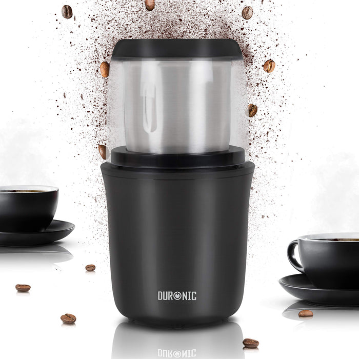 Zoomgoods Electric Coffee Grinder CG250, Spice Grinder Machine, Stainless Steel Blades Grinders, Fast Dry Mini Removable Grinding Mill Pot for Coffee Beans, Nuts, Seeds, Spices, Flax, Black