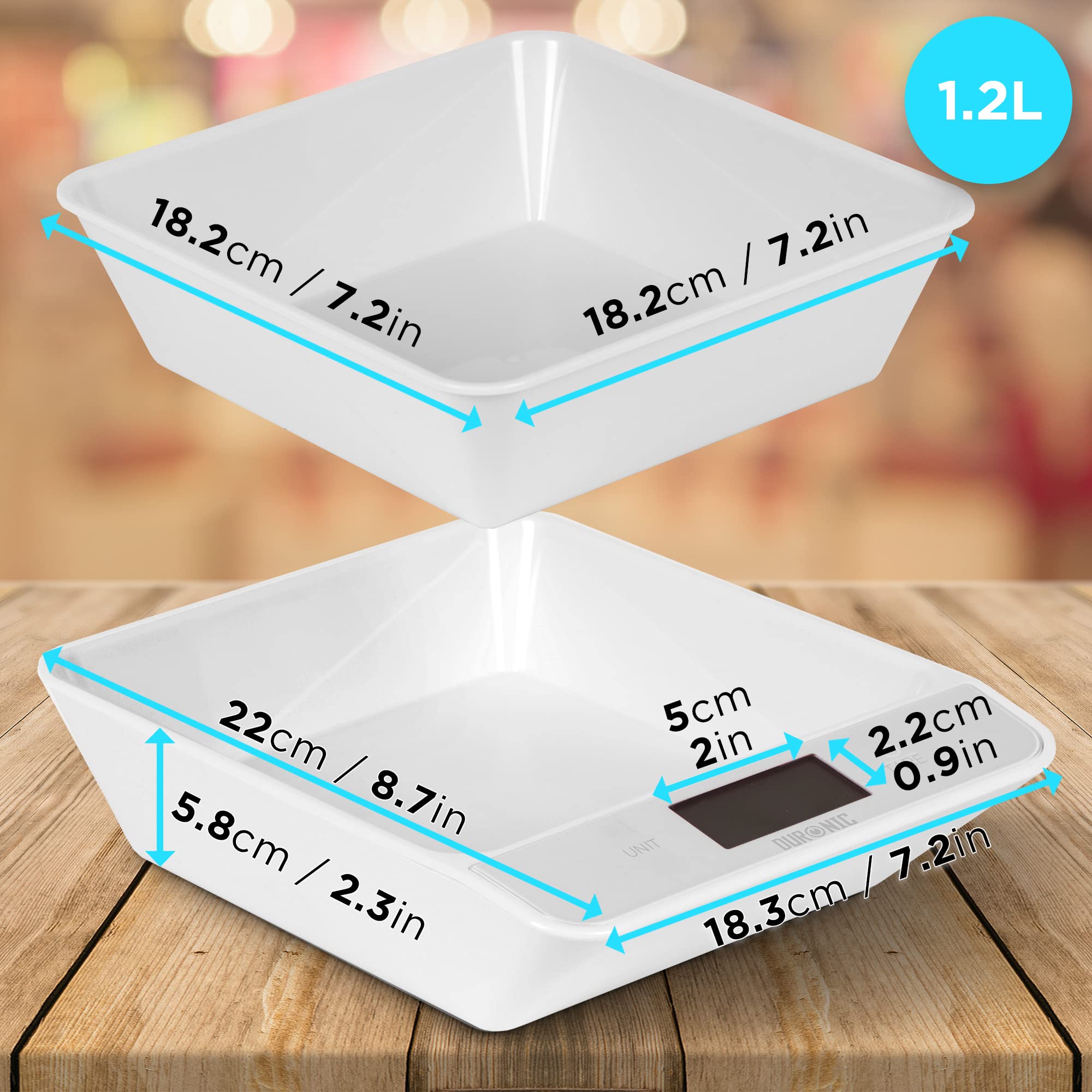 Zoomgoods Digital Kitchen Scales KS100 WH Electronic Kitchen Scale with Bowl Measuring Weighing Scale White Baking Scale for Cooking Baking Mail Pet Food Measurement Baker Weight Scale, Tare LCD Display