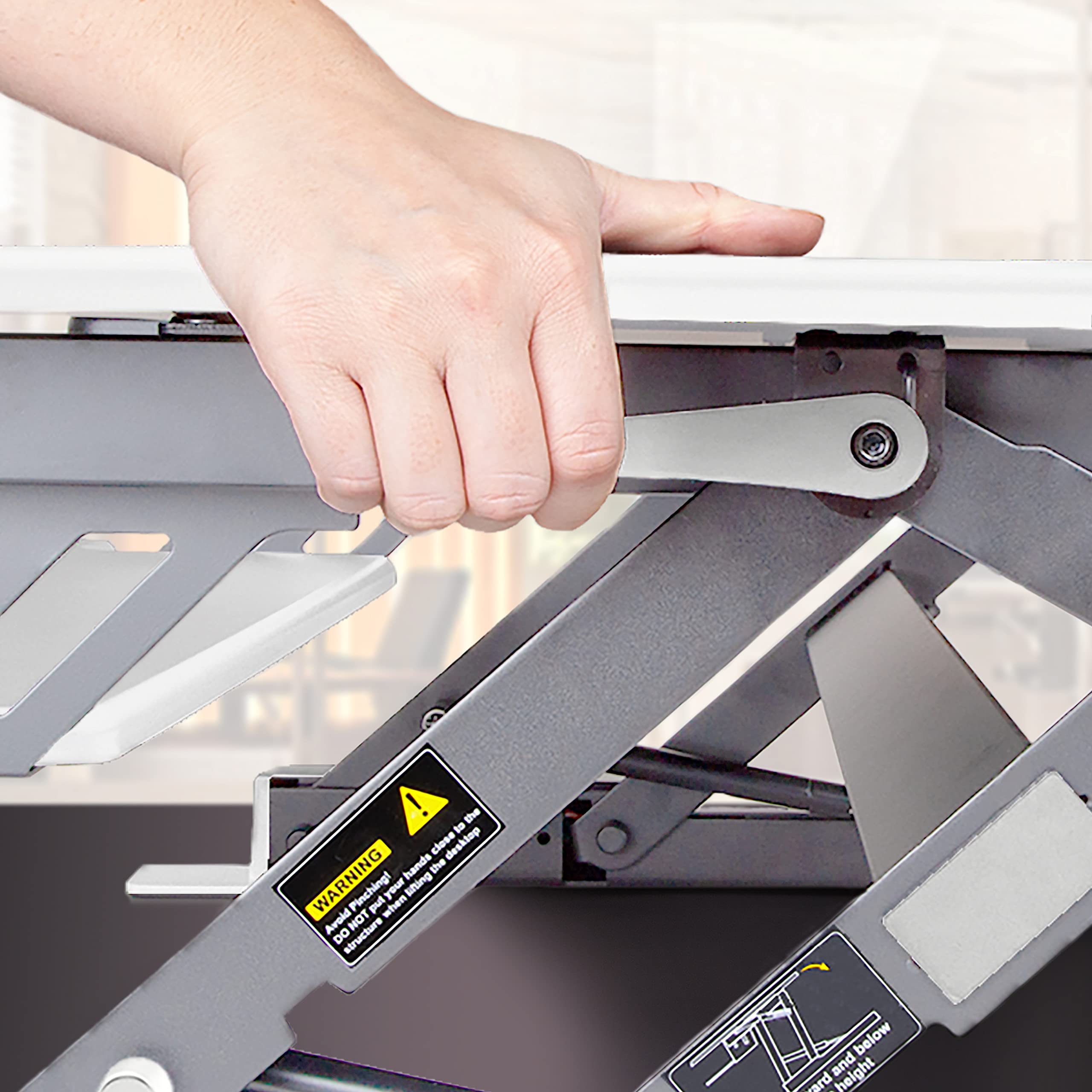 Zoomgoods Sit-Stand Desk DM05D1WE [WHITE] | Height Adjustable Office Workstation | 92x56cm Platform | Raises 16.5-41.5cm | PC Computer Screen, Keyboard, Laptop Riser | Ergonomic Desktop Table Converter