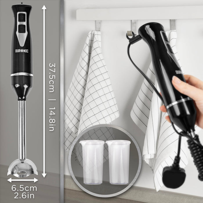 Zoomgoods Electric Hand Blender HB35C, 350W Power, Dual Stainless Steel Blades, 40cm Handheld Immersion Stick, Lightweight Design, 600ml capacity Cups/Beakers, for Baby Food, Smoothies