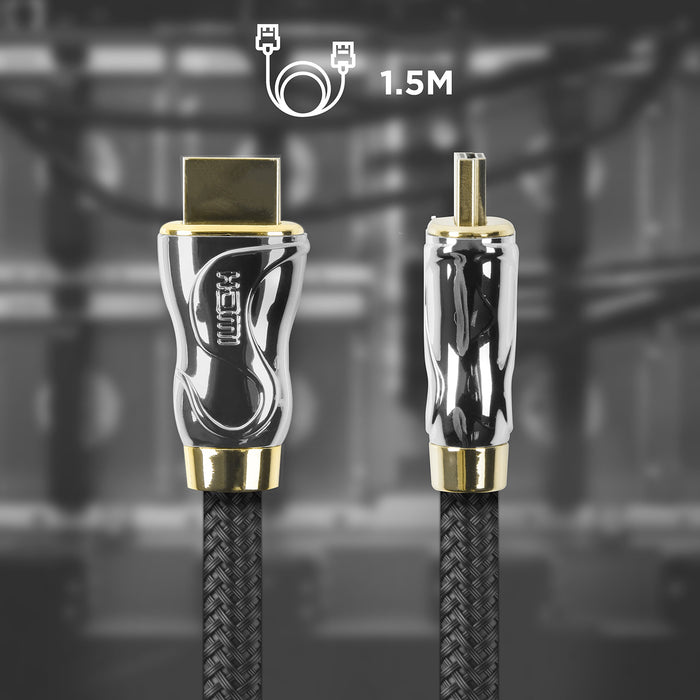 Zoomgoods HDMI Cable HDC04 /1.5 | 1.5 Metre BLACK | 2160p 4K Ultra-High-Speed HDMI & Ethernet Lead | 24K Gold Plated Male Connectors with Braided Wire | PS4, Xbox, Sky HD, TV, DVD, BluRay