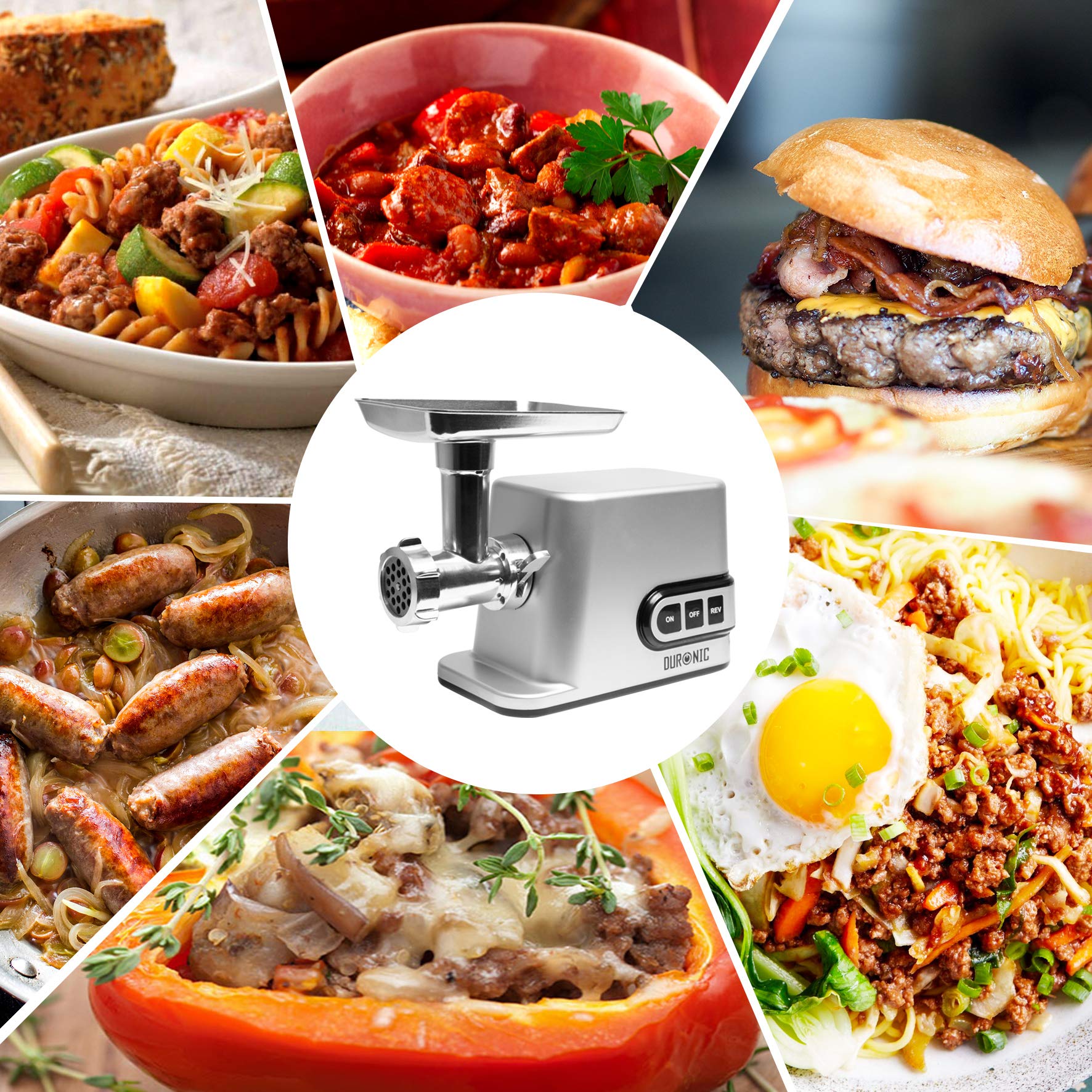 Zoomgoods Meat Grinder MG301, Electric Meat Mincer Machine, Sausage Maker and Kibbeh Maker, Grinder Mixer for Food, Meat, Fish, Vegetables, Kebabs at Home, Stainless Steel Plates
