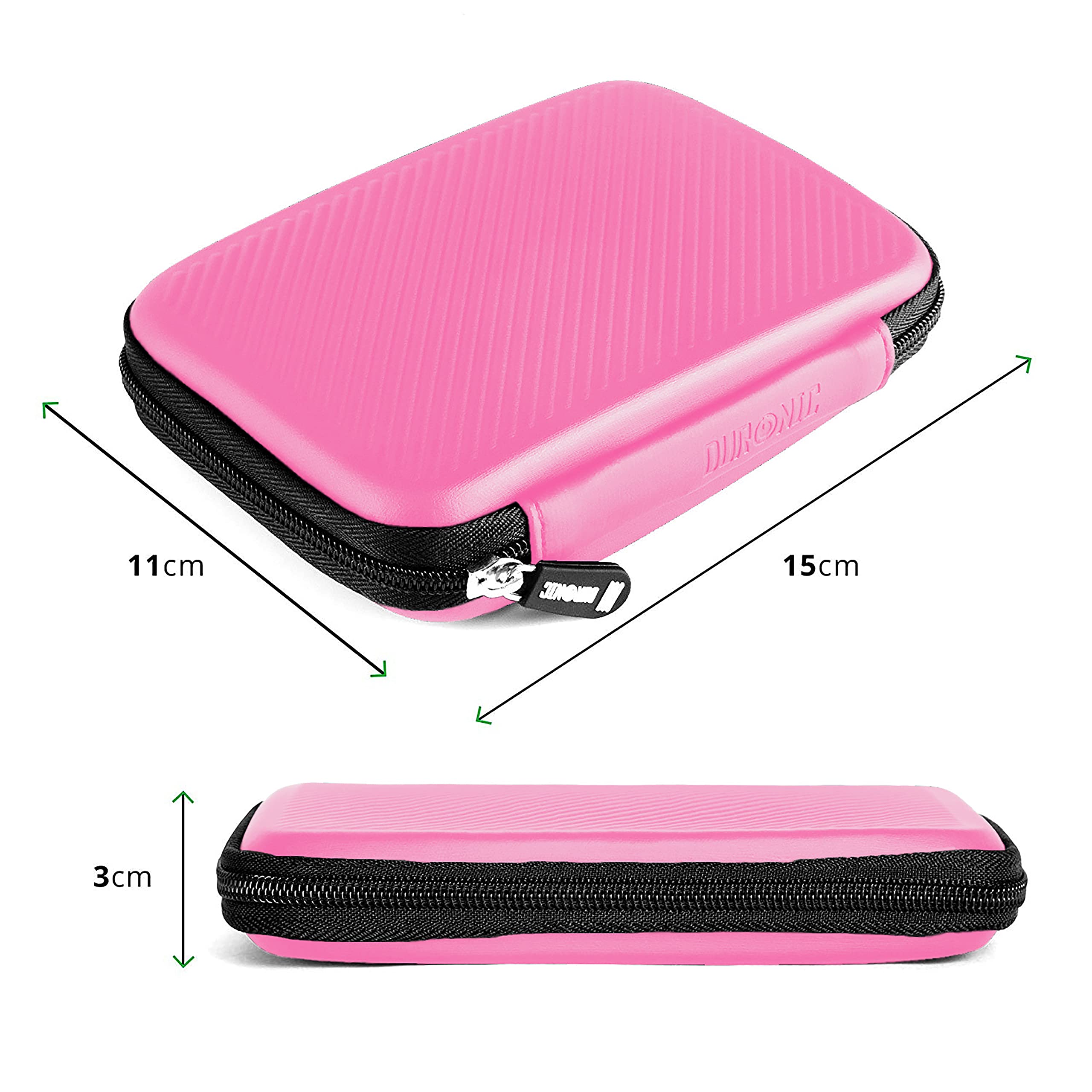 Zoomgoods Hard Drive Case HDC2 /PK, PINK, Portable EVA Storage Pouch for External Hardrive & Cables, Lightweight & Protective, Suitable for WE/Western, Toshiba, Buffalo, Hitachi, Seagate, Samsung
