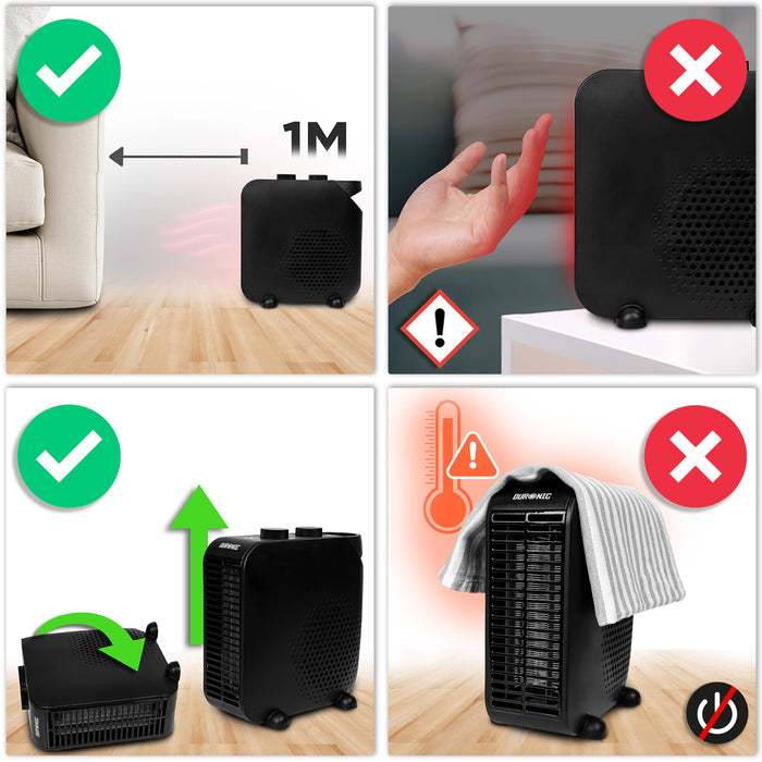 Zoomgoods Electric Fan Heaters HV21 BK Adjustable Space Heater and Cooling Fan, Portable Heater for Heating up Homes, Bedrooms, Offices & Garage Spaces Lightweight Flatbed & Upright Heater