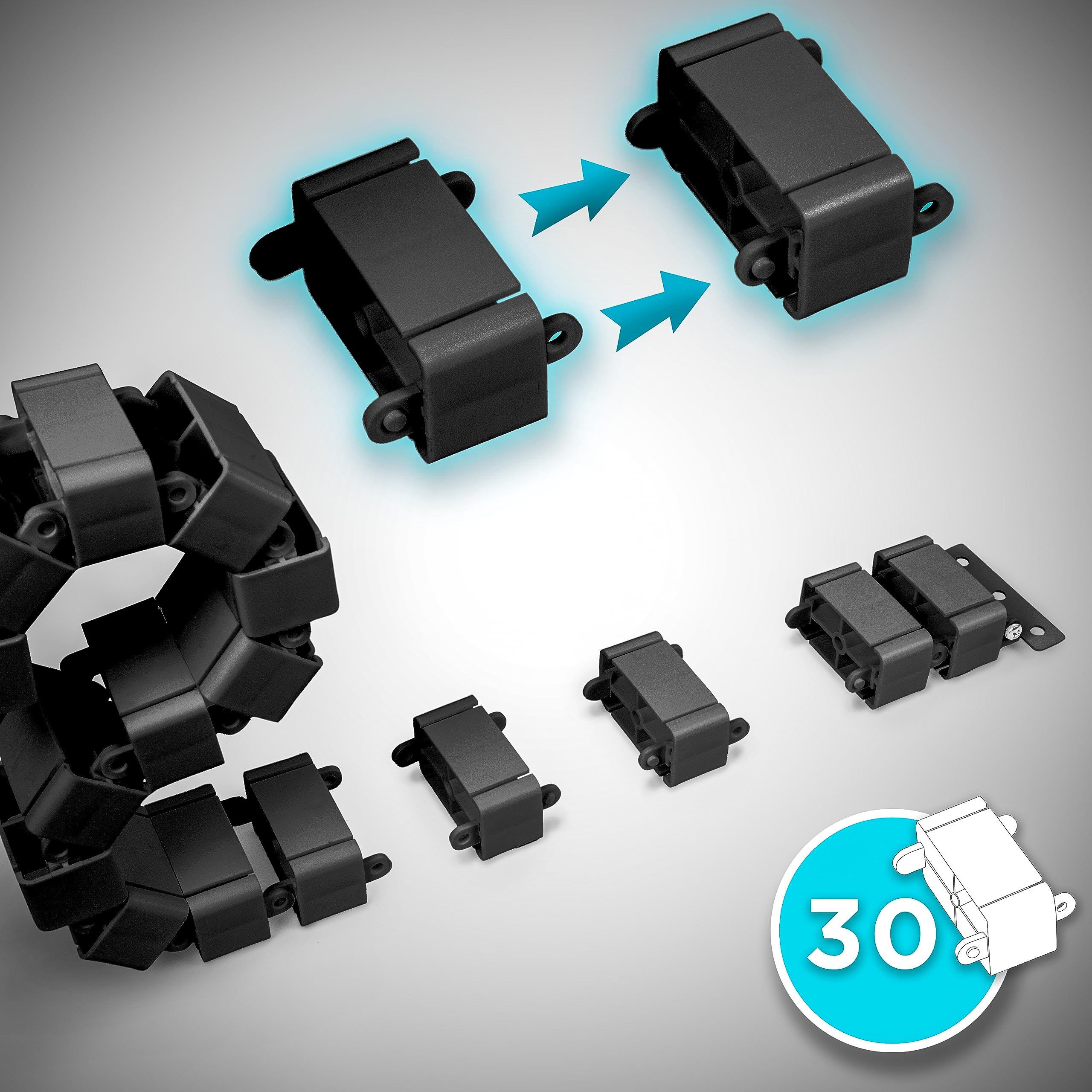 Zoomgoods Cable Management Spine CM1DM BK, Cable Snake for Standing Desk, Wire Tidy for Height-Adjustable Computer Workstations, Four-Channel Organiser for Office Tables, Holds 16+ Leads, 130cm - Black