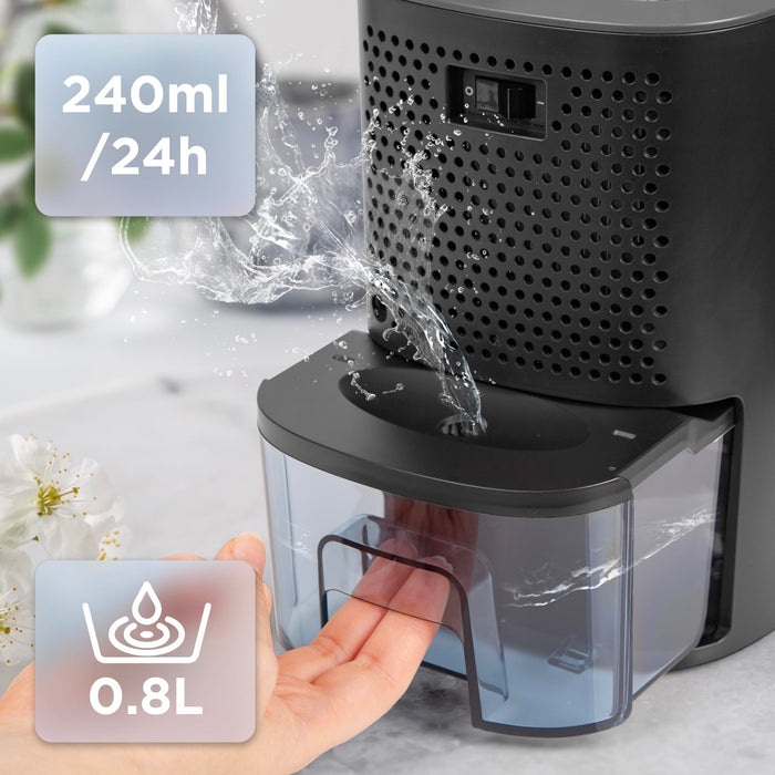 Zoomgoods Compact Eco-Efficient Dehumidifier DH06, 0.8L Capacity, Prevent and Absorb Excess Moisture, Mould, for Home, Kitchen, Bedroom, Garage Black