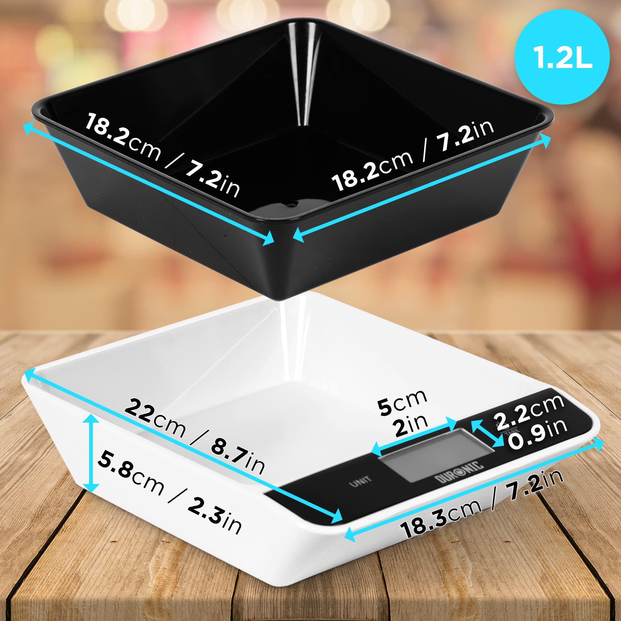 Zoomgoods Digital Kitchen Scales KS100 BK Electronic Kitchen Scale with Bowl Measuring Weighing Scale Black Baking Scale for Cooking Baking Mail Pet Food Measurement Baker Weight Scale, Tare LCD Display