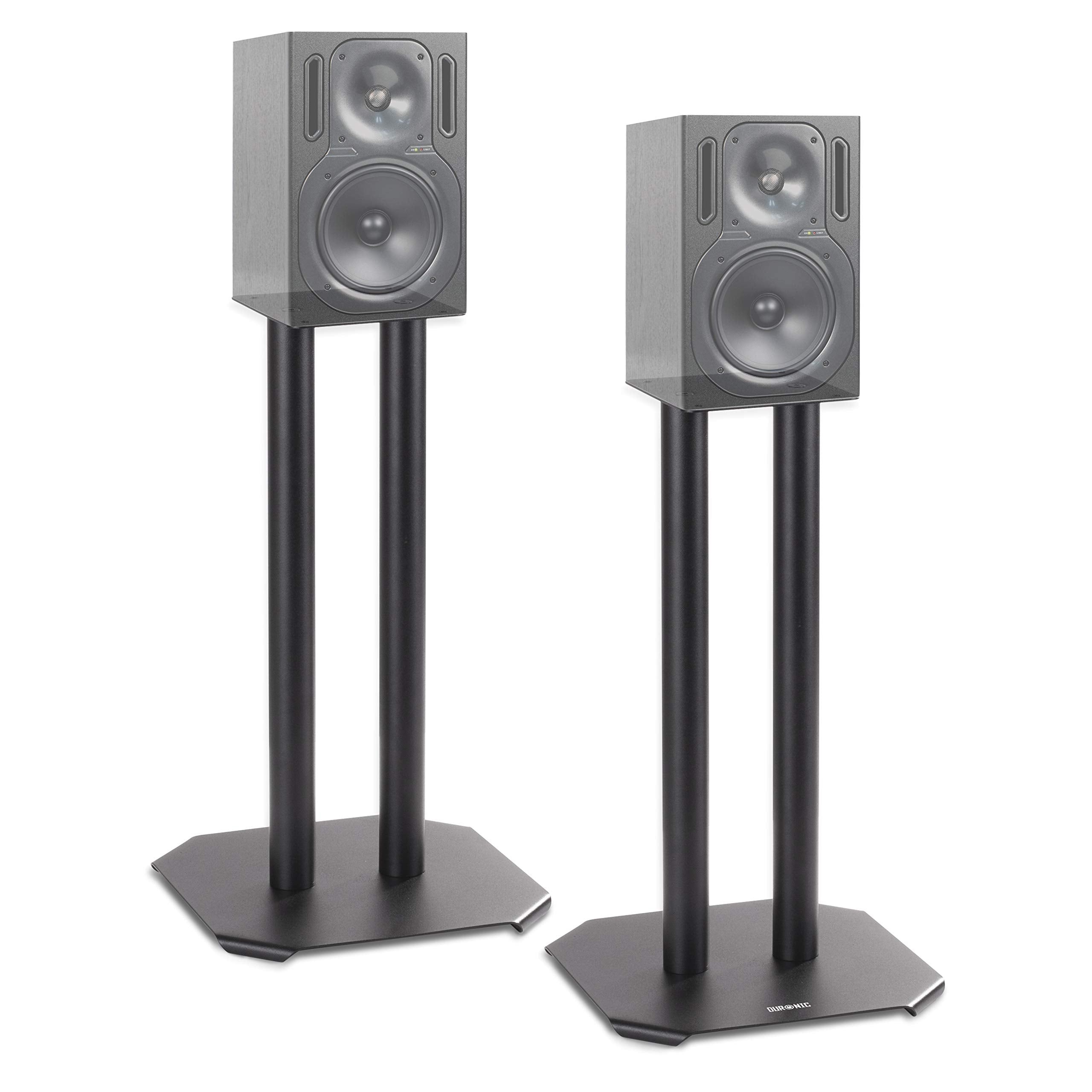 Zoomgoods SPS1022-40 Speaker Stand (Pair) - 40cm Height, Steel Base Supports, Floor/Table Standing with Spikes, Shoes, Pads, Insulating - Better Audio Quality - Black