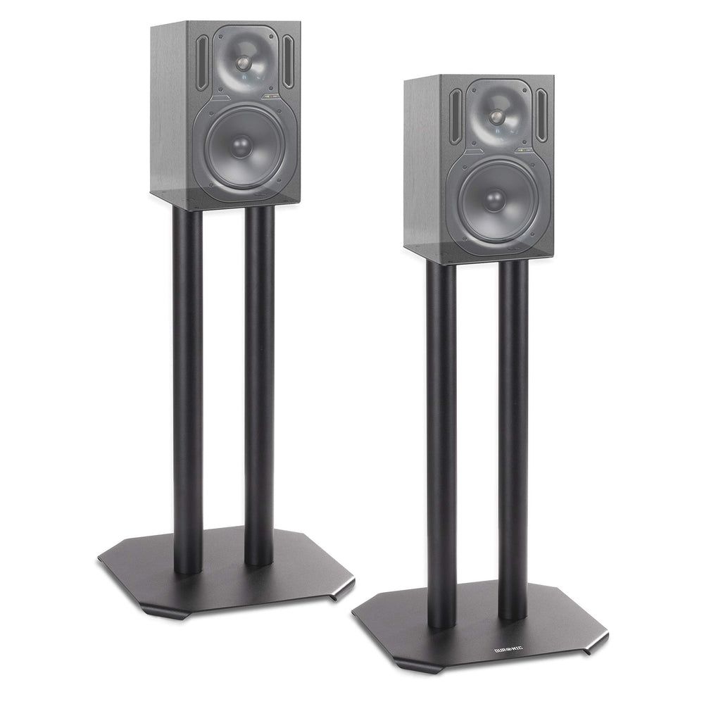 Zoomgoods SPS1022-40 Speaker Stand (Pair) - 40cm Height, Steel Base Supports, Floor/Table Standing with Spikes, Shoes, Pads, Insulating - Better Audio Quality - Black