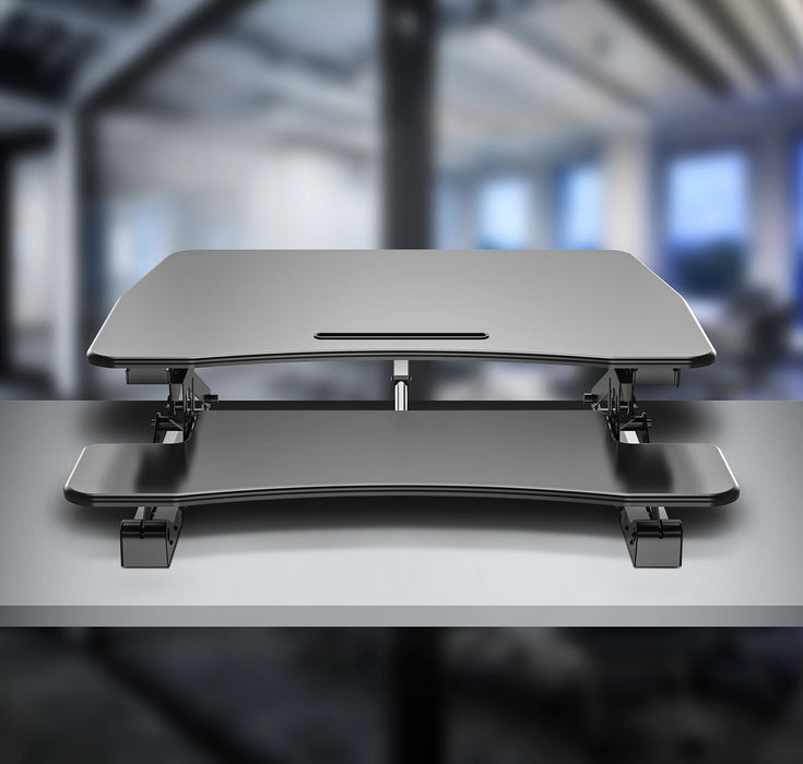 Zoomgoods Sit-Stand Desk DM05D8 | Electric Height Adjustable Office Workstation | 90x59cm Platform | Raises from 16-49cm | Riser for PC Computer Screen, Keyboard, Laptop | Ergonomic Desktop Converter