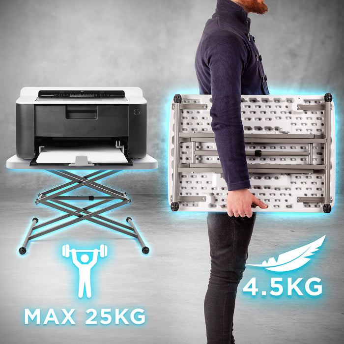 Zoomgoods Folding Table CT13, Height Adjustable Scissor Table, Garden Trestle Table, Portable Occasional Table for BBQ, Picnic, Party, Crafting, TV Dinner, Camping, Laptop Work Desk