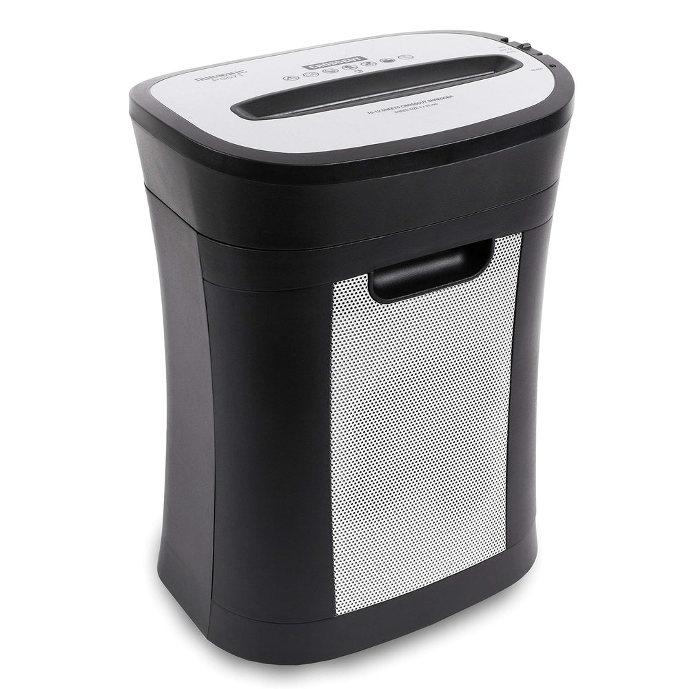 Zoomgoods Cross Cut Paper Shredder PS571, Shred 12 Sheet Heavy Duty Small Electric Shredders, Data Shredding Machine for Home Use, Office, Shreds Papers, Credit Cards, Envelopes, Documents - Black, P4