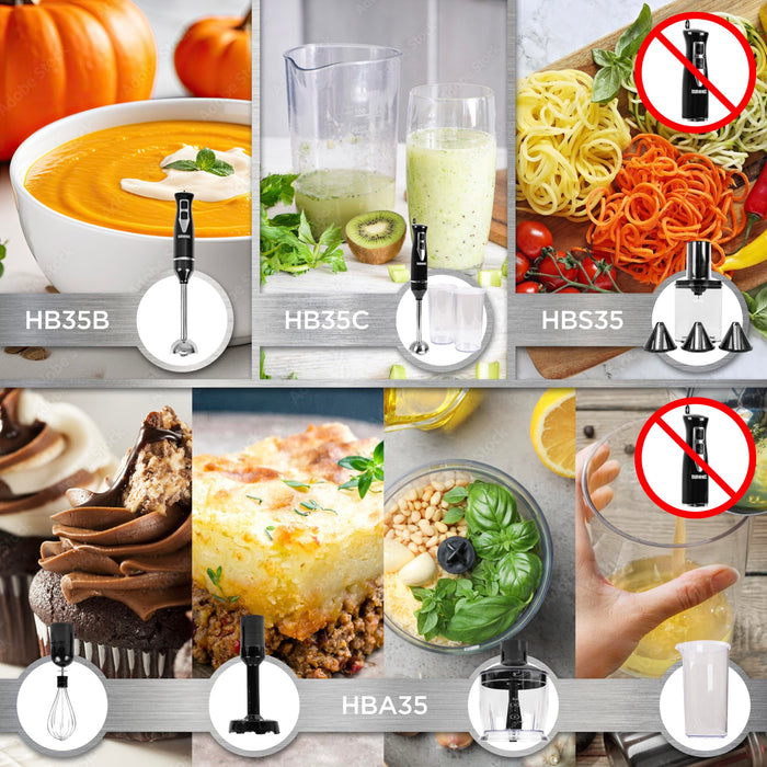 Zoomgoods Vegetable Spiraliser HBS35 - 3 Blade Sizes For HB35 Hand Blender, 1.4L Capacity, Lightweight Compact Ideal for Veggie Pasta, Zucchini, and Carrot Spaghetti