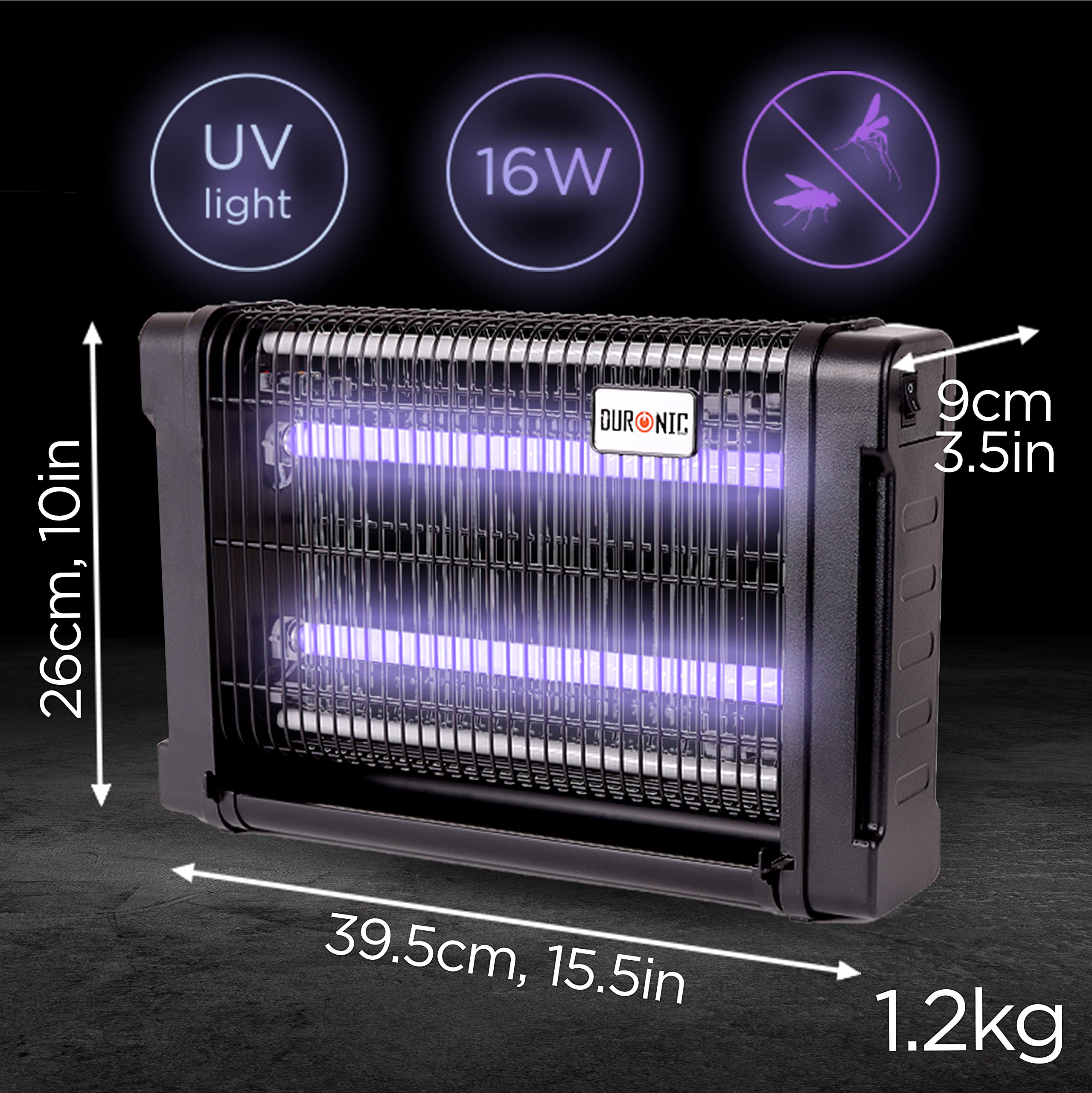 Zoomgoods Fly Killer FK8416 | UV Light Kills Mosquitoes and Flying Insects | Medium Size | Slimline | Ceiling or Wall Mountable | Indoor Pest Control | 16W Electric Ultra Violet Zapper | 2x 8W Bulbs
