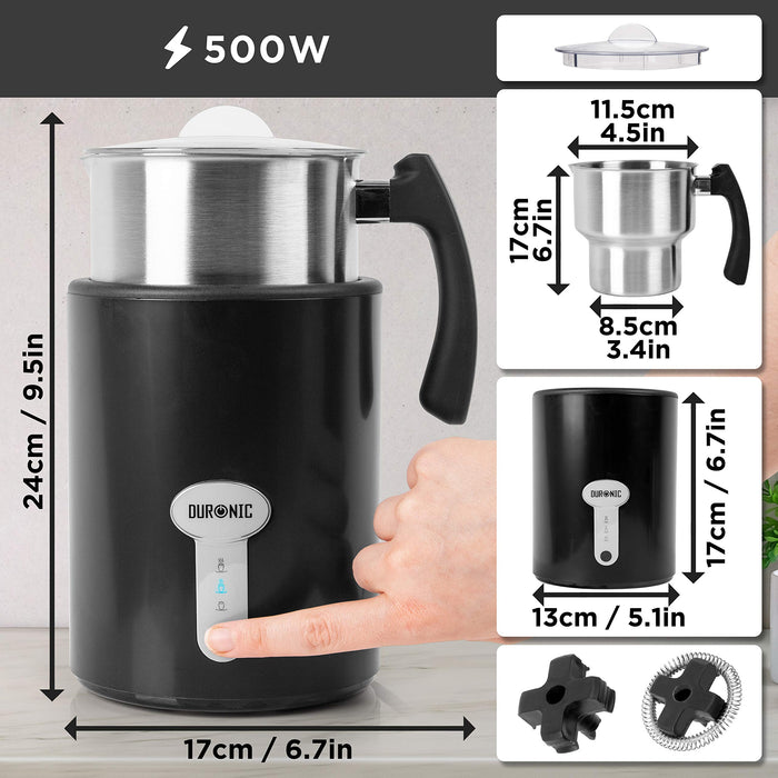 Zoomgoods Milk Frother Electric MF500 Coffee Milk Frothers Steamer, Automatic Hot and Cold Foam Maker, Hot Chocolate Machine with Milk Heater and Warmer for Latte Froth, Coffees and Matcha