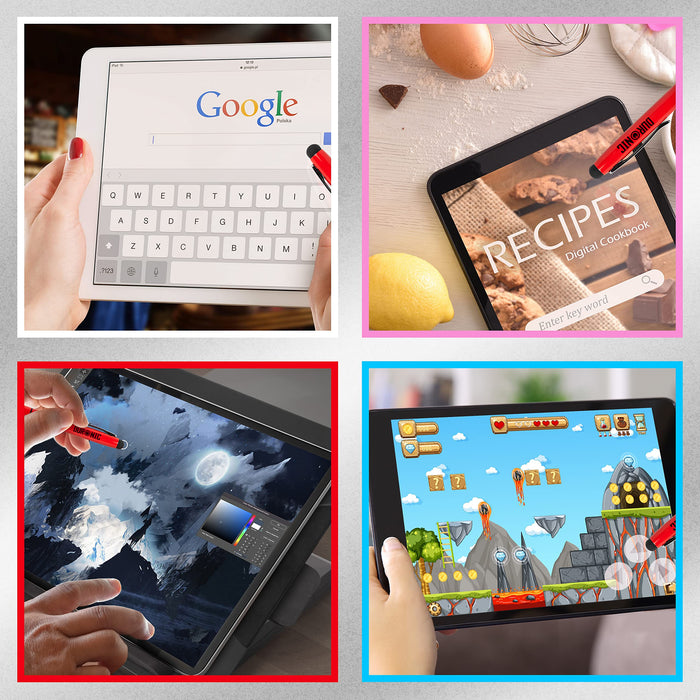 Zoomgoods Stylus Pens IS10RD [RED] [pack of 10] Refillable Ballpoint Pen & Rubber Stylus 2-in-1, Capacitive Stylus Pens for Touch Screen Devices for iPad, Tablet, Surface, Laptops, Kindle