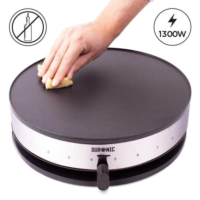 Zoomgoods Electric Crepe Maker PM131 Pancake Maker Machine, Crepe Griddle Grill Pan, Pancake Cooker Hot Plate for Breakfast, American Fluffy Pancakes, French Crepes and Galettes with Creperie Utensils