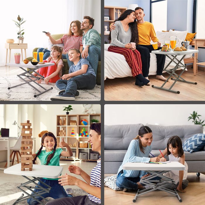 Zoomgoods Folding Table CT13, Height Adjustable Scissor Table, Garden Trestle Table, Portable Occasional Table for BBQ, Picnic, Party, Crafting, TV Dinner, Camping, Laptop Work Desk