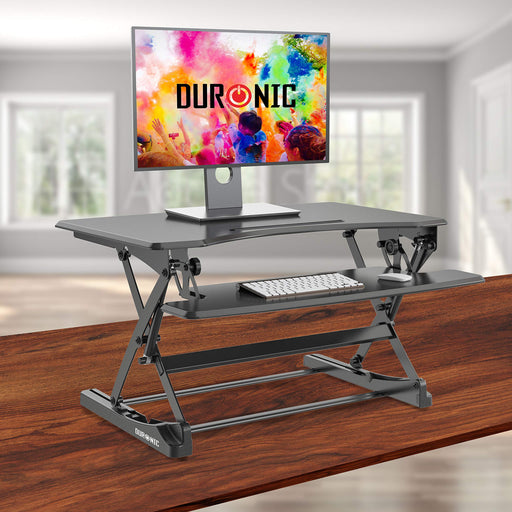 Zoomgoods Sit-Stand Desk DM05D23 | Height Adjustable Office Workstation | 90x57cm Platform | Raises from 15-49cm | Riser for PC Computer Screen, Keyboard, Laptop | Ergonomic Desktop Table Converter