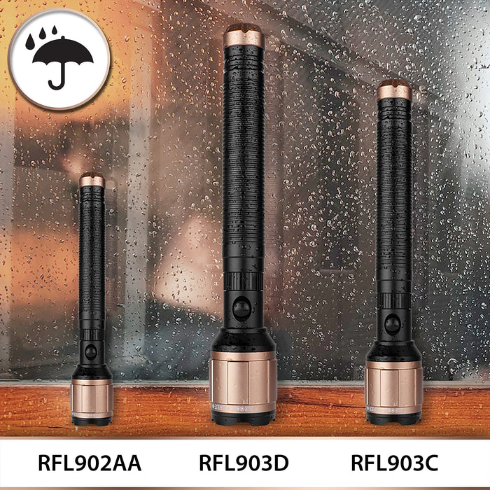 Zoomgoods Rechargeable Torch Flashlight RFL903C, Hand Held LED Portable Light, Lightweight Super Bright Torch Light for Night, Hiking, Camping, Caving