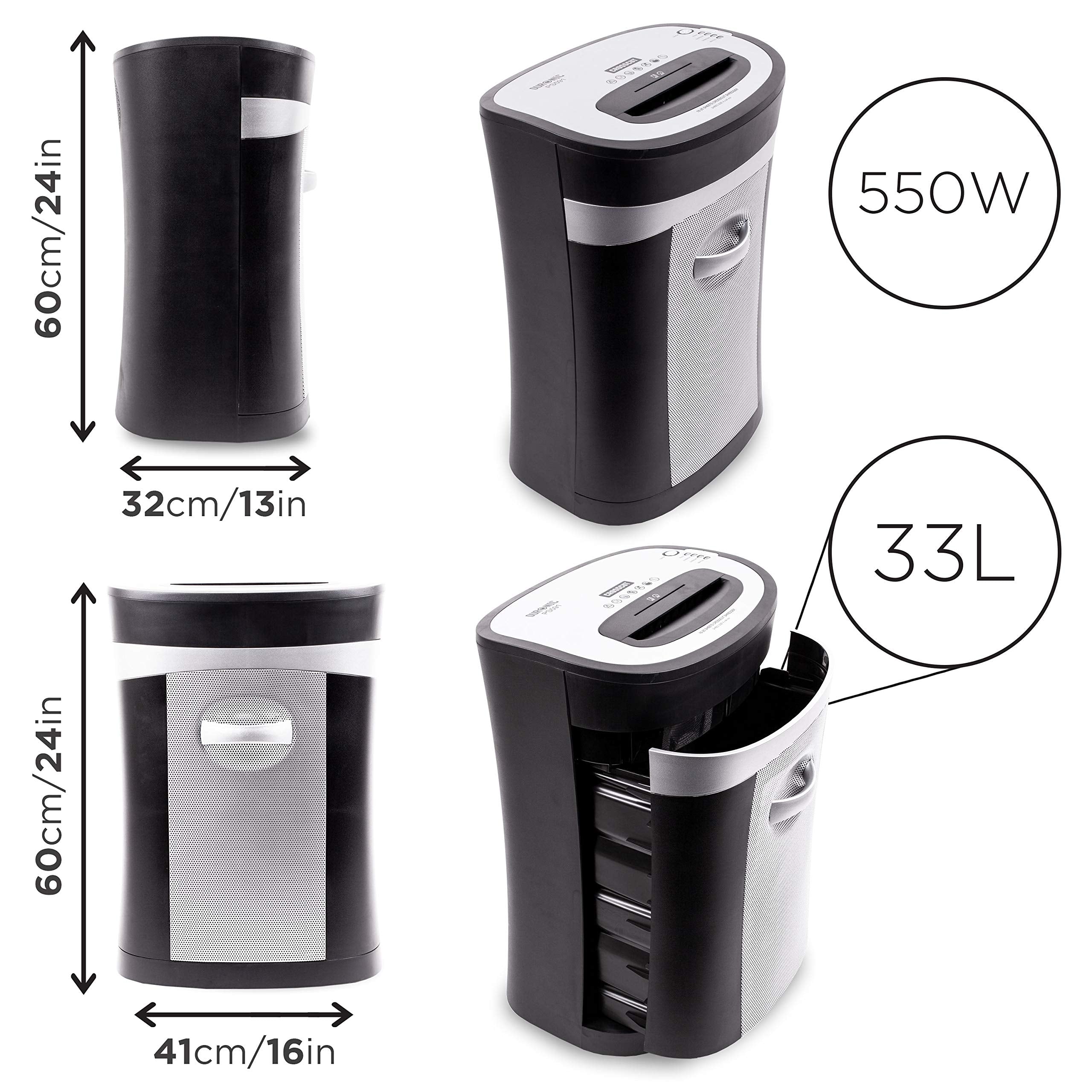 Zoomgoods 20 Sheet XXL Cross Cut Paper Shredder PS591 Extra Large Electric Paper Shredders for Home Office Heavy Duty Shredder with 33L Pull Out Bin Shred CD Card Mail Staple & Clips