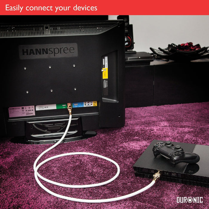 Zoomgoods HDMI Cable [ HDC01 /10] | 10 Metre | WHITE | 1080p High Speed HDMI & Ethernet Lead | 24K Gold Plated Swivel Connectors | Good for PS4, PS3, Xbox, Nintendo, Sky+ HD, Virgin, TV, DVD, BluRay