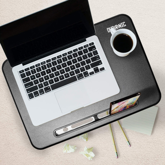 Zoomgoods Monitor Stand Riser DM055 | Laptop and Screen Stand for Desktop | Black Wooden | Support for a TV or PC Computer Monitor | Ergonomic Office Desk Shelf | 10kg Capacity | 40cm x 28cm