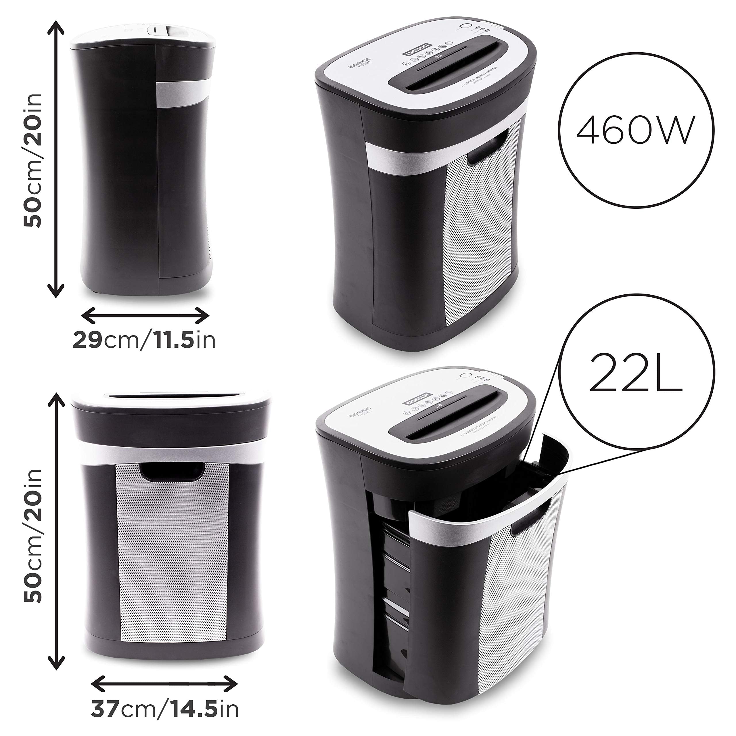 Zoomgoods 15 Sheet XXL Cross Cut Paper Shredder PS581 Extra Large Electric Paper Shredders for Home Office Heavy Duty Shredder with 31L Pull Out Bin Shred CD Card Mail Staple & Clips