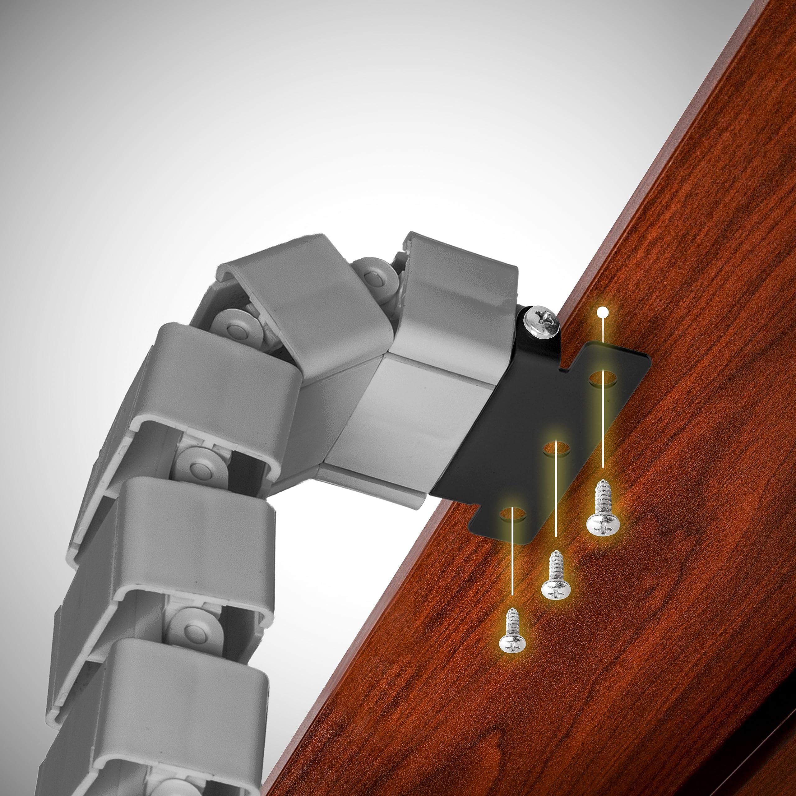 Zoomgoods Cable Management Spine CM1DM SR, Cable Snake for Standing Desk, Wire Tidy for Height-Adjustable Computer Workstations, Four-Channel Organiser for Office Tables, Holds 16+ Leads, 130cm - Silver