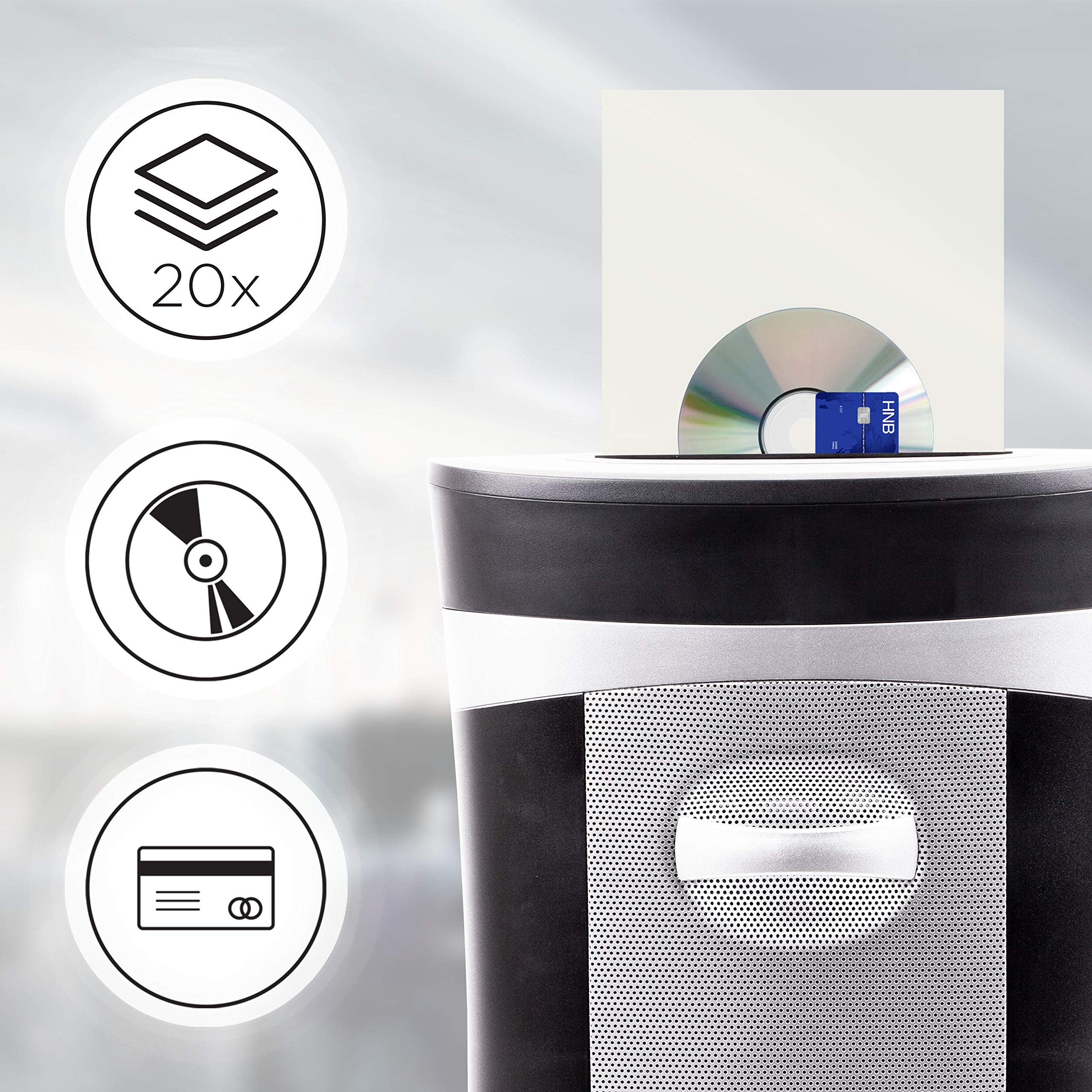 Zoomgoods 20 Sheet XXL Cross Cut Paper Shredder PS591 Extra Large Electric Paper Shredders for Home Office Heavy Duty Shredder with 33L Pull Out Bin Shred CD Card Mail Staple & Clips