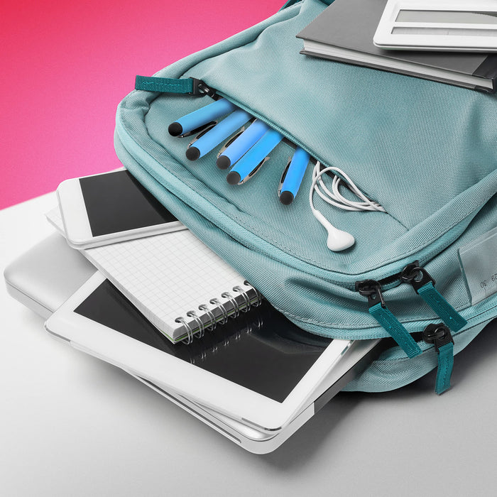 Zoomgoods Stylus Pens IS10BE [BLUE] [pack of 10] Refillable Ballpoint Pen & Rubber Stylus 2-in-1, Capacitive Stylus Pens for Touch Screen Devices for iPad, Tablet, Surface, Laptops, Kindle