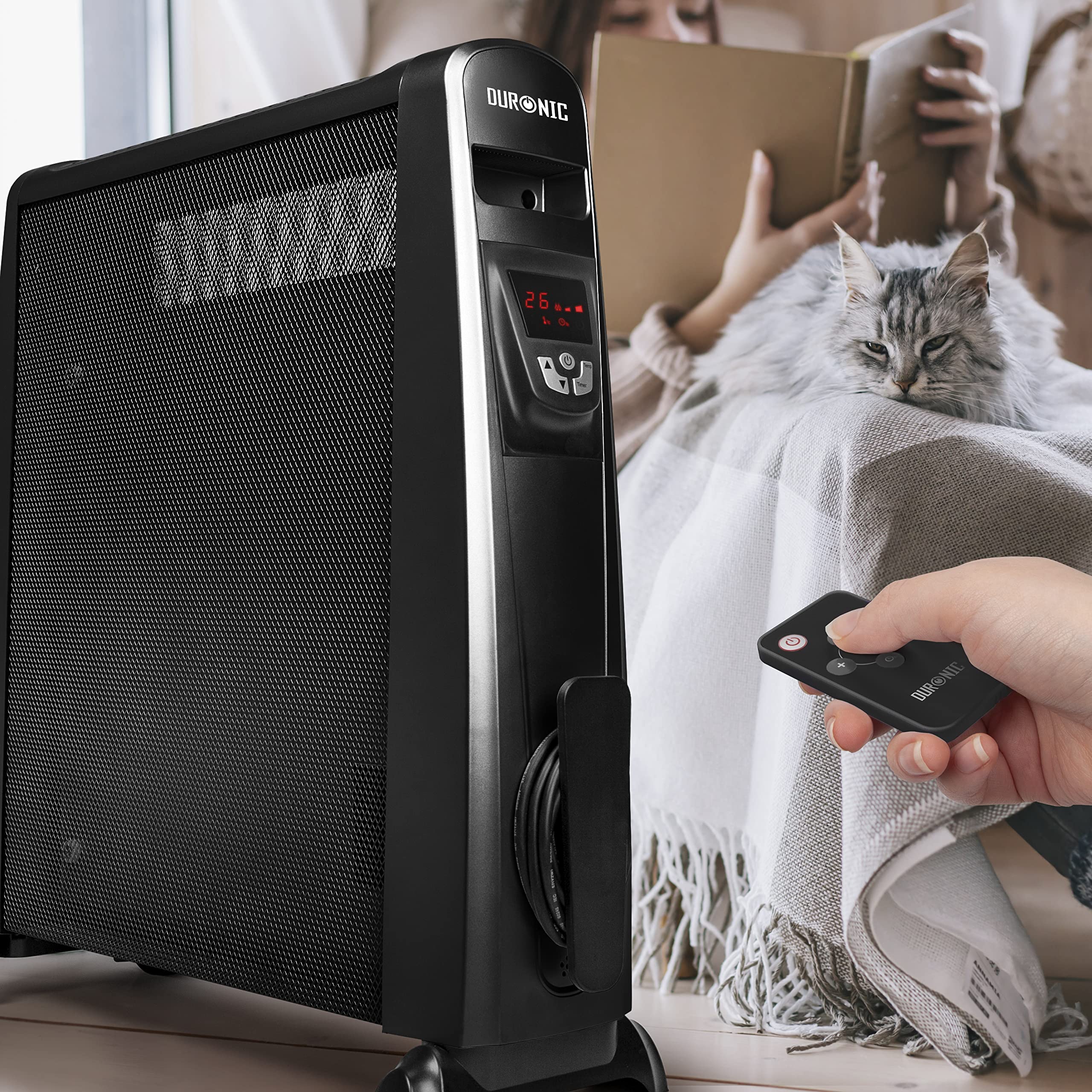 Zoomgoods Electric Heater HV102 Oil Free Convection Heaters, Micathermic Panel Heaters with Remote, Portable Mica Panel Heater for Heating up Homes, Bedrooms, Offices & Garage Spaces