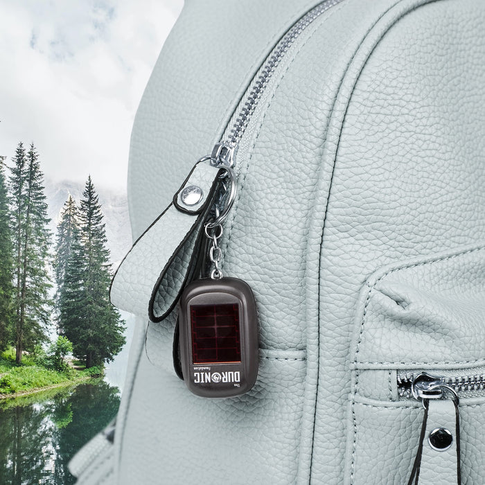 Zoomgoods Keyring LED Torch DF01, Pocket Flashlight, 2-Way Charging - Wind Up and Solar Panel, Eco, Crank Handle Rechargeable, 8 Lumens, Dynamo Keychain Light, No Batteries Needed