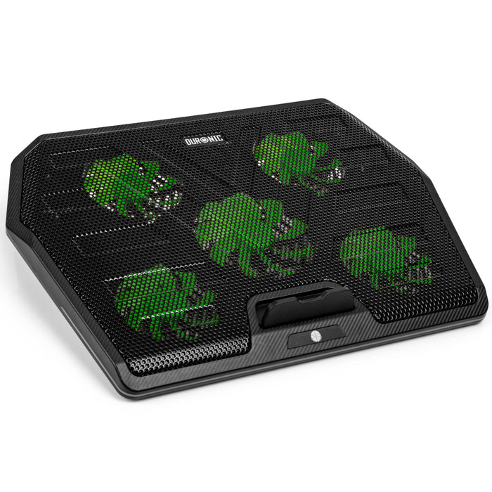 Zoomgoods Laptop Cooling Pad LC4, Ergonomic Cooler Stand for 11”-17.3" Laptops with Adjustable 1400 RPM Fan Speed, 2 Height Levels, LED and RGB Lights, Ideal for Work, Study, and Gaming