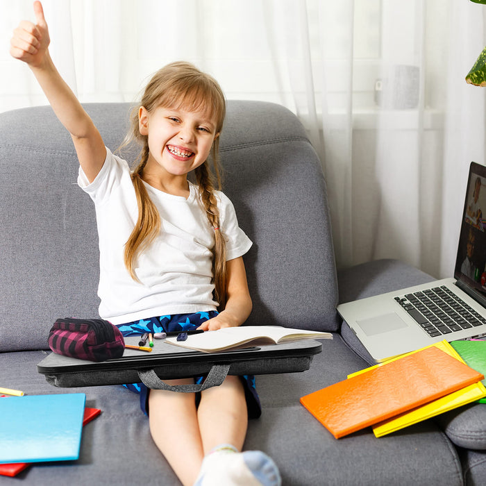 Zoomgoods Laptop Tray with Cushion DML432 Ergonomic Lap Desk Cushioned Lap Trays with Handles Portable Laptop Desk Riser Stand for Home Office Work Bed Gaming