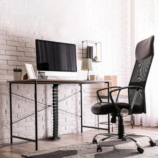 Zoomgoods Cable Management Spine CM1DM BK, Cable Snake for Standing Desk, Wire Tidy for Height-Adjustable Computer Workstations, Four-Channel Organiser for Office Tables, Holds 16+ Leads, 130cm - Black
