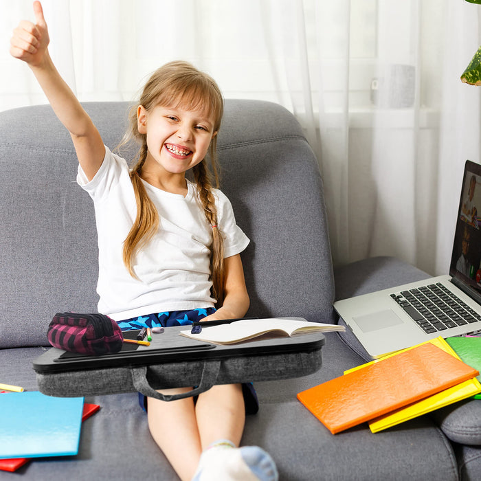 Zoomgoods Laptop Tray with Cushion DML422 Ergonomic Lap Desk Cushioned Lap Trays with Handles Portable Laptop Desk Riser Stand for Home Office Work Bed Gaming Black