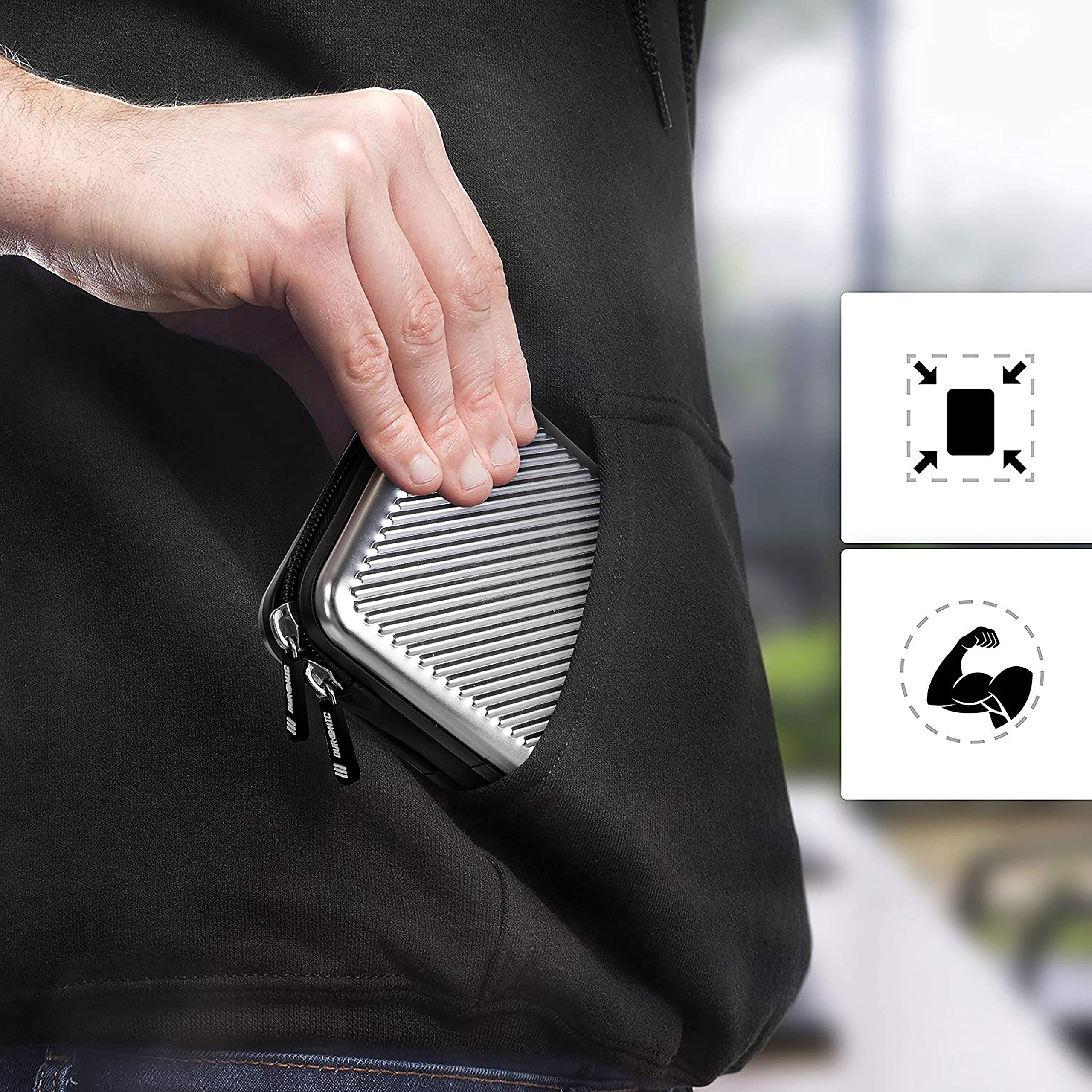 Zoomgoods Hard Drive Case HDC3 /SR, Silver EVA Travel Case for Charger Adapter Power Bank SSD Storage Pouch for Seagate, WD, UnionSine, Toshiba, Sandisk, Samsung Drives 500GB to 5TB