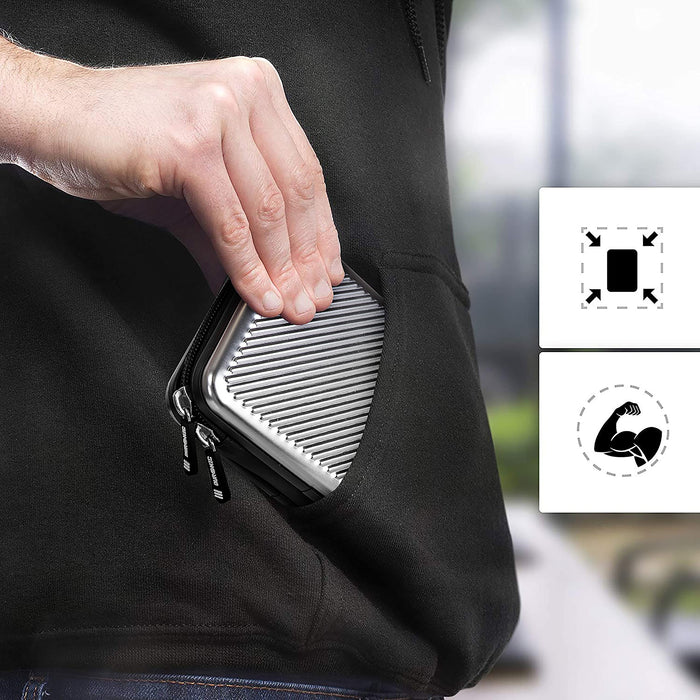 Zoomgoods Hard Drive Case HDC3 /SR, Silver EVA Travel Case for Charger Adapter Power Bank SSD Storage Pouch for Seagate, WD, UnionSine, Toshiba, Sandisk, Samsung Drives 500GB to 5TB