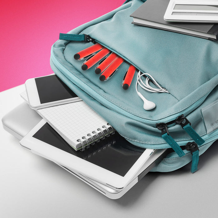 Zoomgoods Stylus Pens IS10RD [RED] [pack of 10] Refillable Ballpoint Pen & Rubber Stylus 2-in-1, Capacitive Stylus Pens for Touch Screen Devices for iPad, Tablet, Surface, Laptops, Kindle