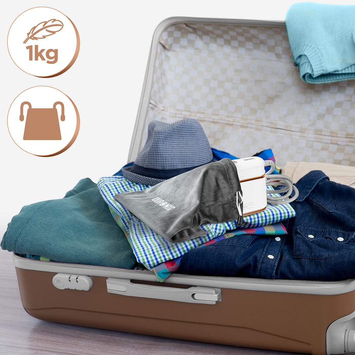 Zoomgoods Steam Irons HS90 WE Travel Iron, Garment Steamers, 90ml Tank, Handheld Vertical Steamer for Travel, Holiday, Quilting, Craft, Crease & Wrinkle Remover - White