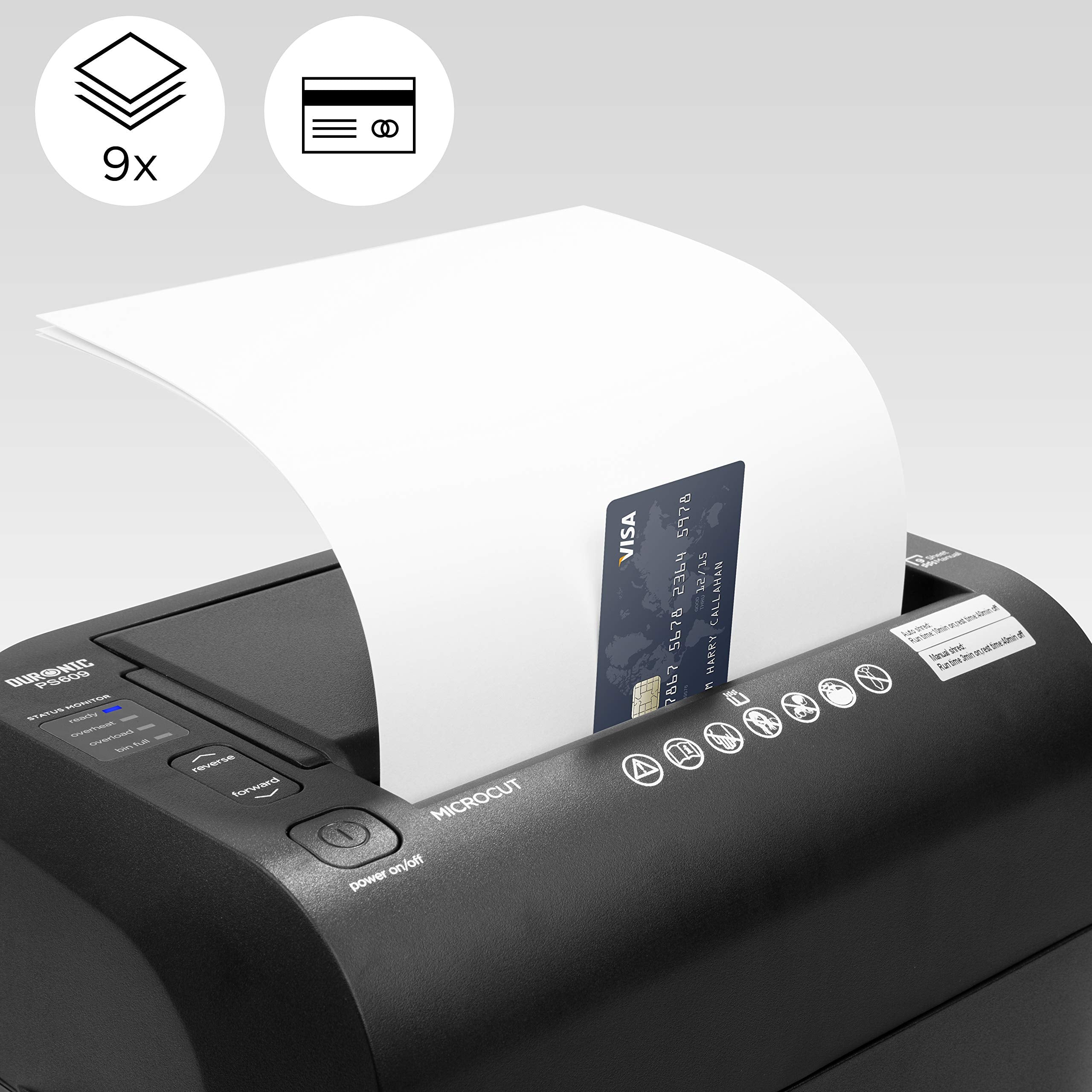 Zoomgoods Cross Cut Paper Shredder PS609, Shred 9 Sheet Heavy Duty Small Electric Shredders, Data Shredding Machine for Home Use, Office, Shreds Papers, Credit Cards, Envelopes, Documents - Black, P4