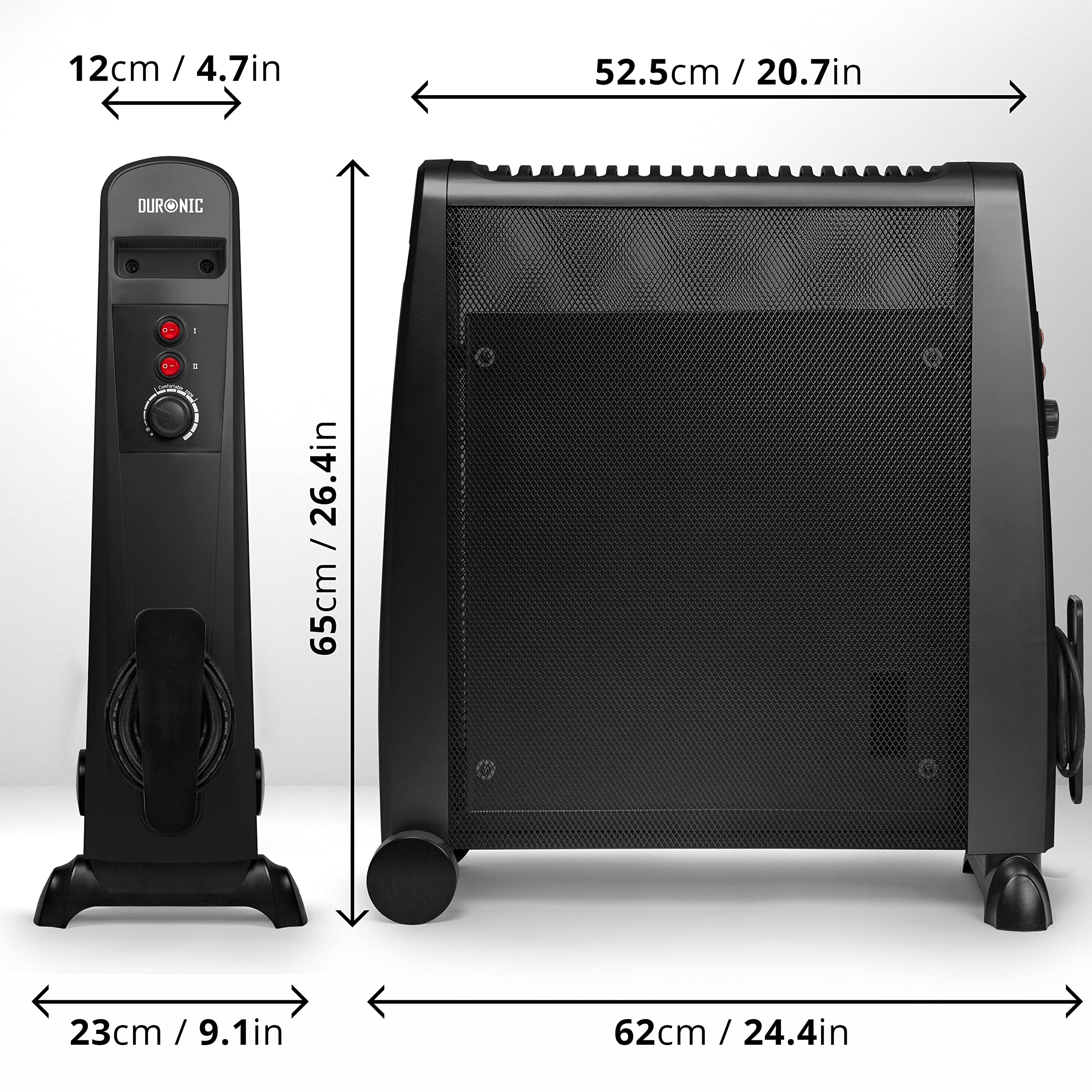 Zoomgoods Electric Heaters HV101 Oil Free Convection Heater 2500W Micathermic Panel Heater Portable Mica Heater Electrical Heaters for Heating Up Homes, Bedrooms, Offices & Garage Spaces