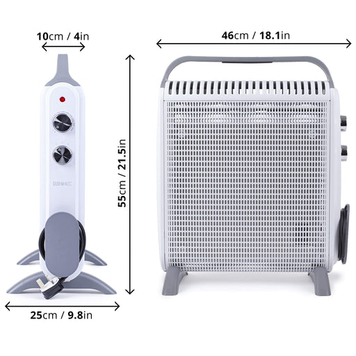 Zoomgoods Electric Heater HV180 WE Oil Free Convection Heaters, Micathermic Panel Heaters, Portable Radiator with Mica Panels Convector Radiators for Heating Up Homes, Bedrooms, Offices & Garage Spaces