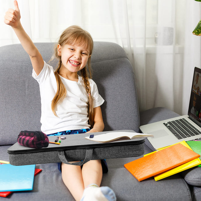 Zoomgoods Laptop Tray with Cushion DML412 Ergonomic Lap Desk Cushioned Lap Trays with Handles Portable Laptop Desk Riser Stand for Home Office Work Bed Gaming