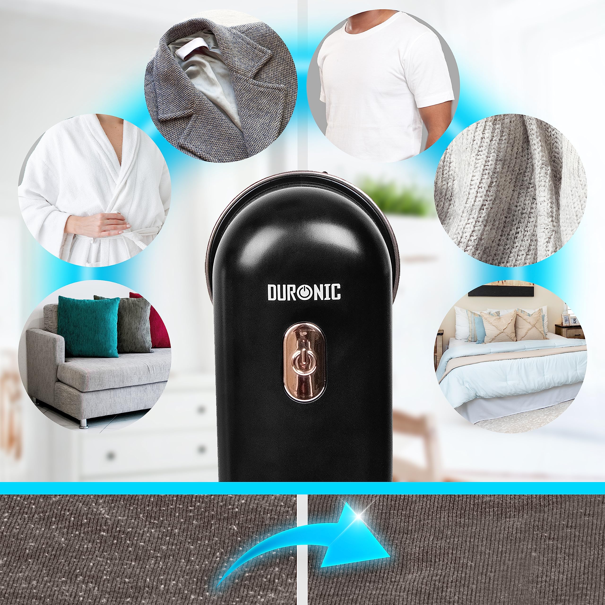 Zoomgoods Bobble Remover FS22 BK Fabric Shaver Defuzzer Clothing Lint Removers, Depiller, Small Fuzz Pill Debobbler for Couch Clothes Sweaters - Black / Rose Gold