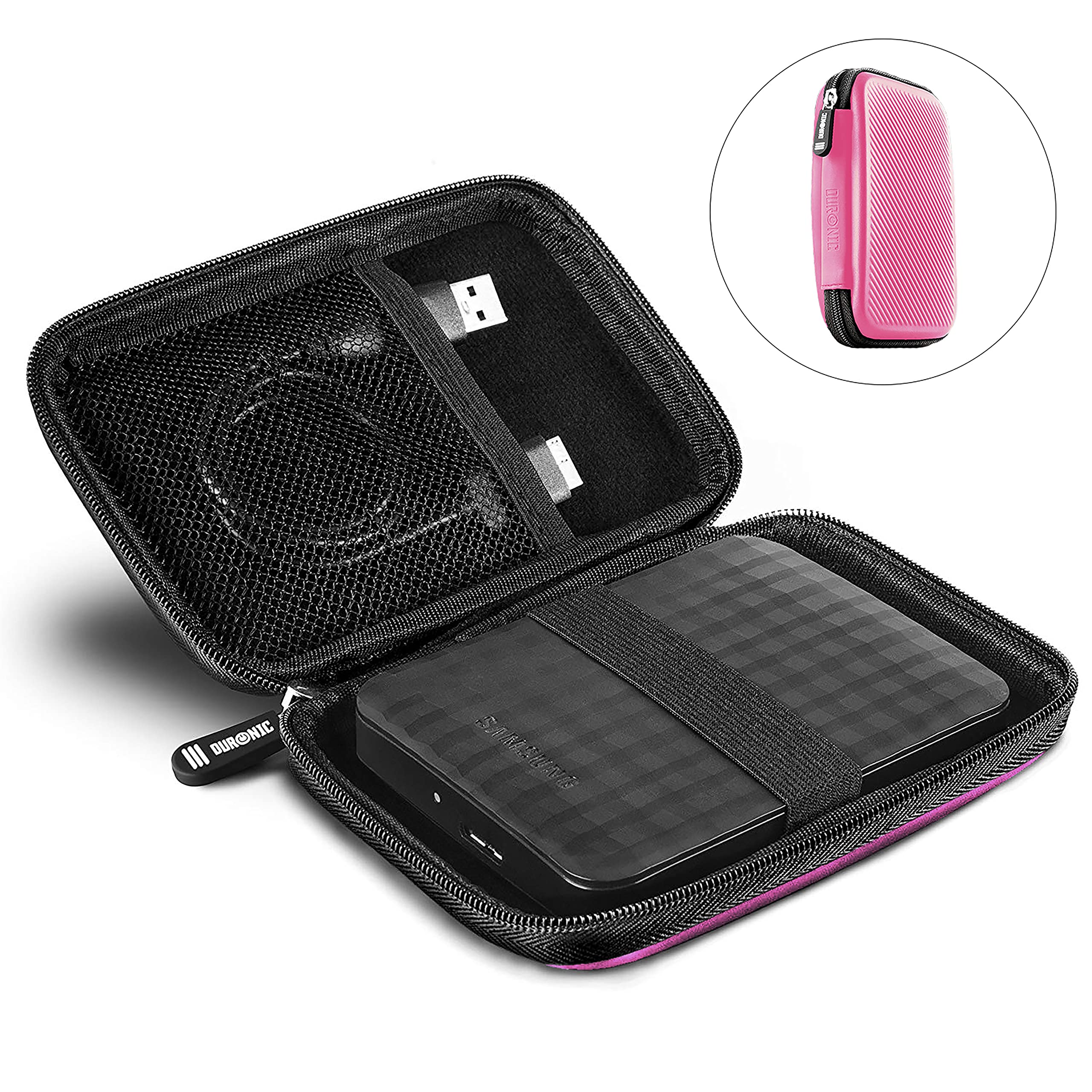 Zoomgoods Hard Drive Case HDC2 /PK, PINK, Portable EVA Storage Pouch for External Hardrive & Cables, Lightweight & Protective, Suitable for WE/Western, Toshiba, Buffalo, Hitachi, Seagate, Samsung