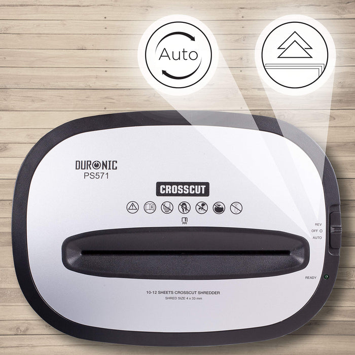 Zoomgoods Cross Cut Paper Shredder PS571, Shred 12 Sheet Heavy Duty Small Electric Shredders, Data Shredding Machine for Home Use, Office, Shreds Papers, Credit Cards, Envelopes, Documents - Black, P4